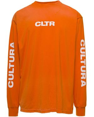 Cultura Crewneck Sweatshirt With Contrasting Cltr Print - Orange