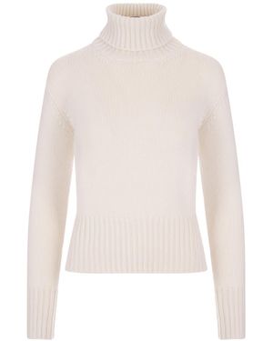 Fedeli Ice Cashmere Derby Turtleneck Jumper - White