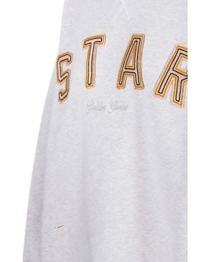 Golden Goose "Star" Oversize Crewneck Heavy Fleece Destroyed Wa - White