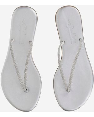 Kima Leather Sandals With Rhinestones - Grey