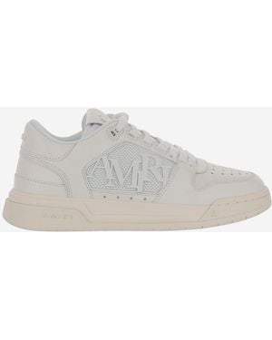 Amiri Leather Trainers With Logo - Grey