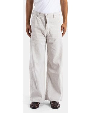 TAIGA TAKAHASHI Wide Ivory Denim Painter Trousers Trousers - White