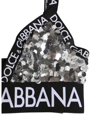 Dolce & Gabbana Sequined Triangle Soft Cup Bra Underwear Nylon Clothing - Black