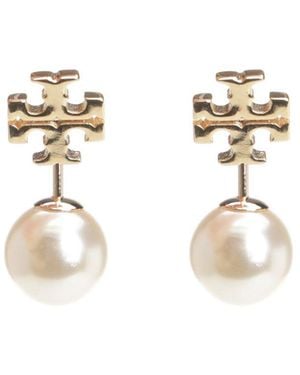 Tory Burch Pearl Front-Back Earring - White