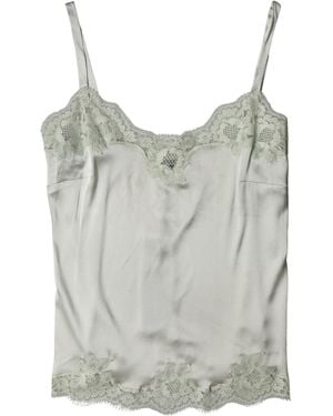 Dolce & Gabbana Light Floral Lace Lingerie Top Underwear Cotton Elastane Nylon Silk - Grey