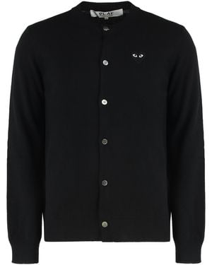 COMME DES GARÇONS PLAY Wool Cardigan With Logo Detail Cardigans - Black
