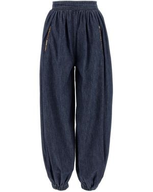 Valentino Garavani Denim Chambray Trousers Cotton - Blue