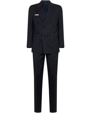 Kiton Virgin Wool Double-Breasted Suit - Black