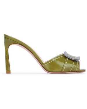 Roger Vivier Trompette Stitching Mule 85 - Green