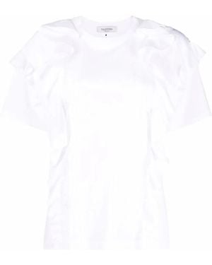 Valentino Ruffle-Trim Short-Sleeve T-Shirt - White