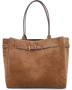 Tom Ford Audrey Medium Suede Tote Bag - Brown