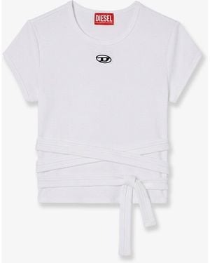 DIESEL T-Bunny-Tail- S1 Cotton T-Shirt With Tie Bands - White