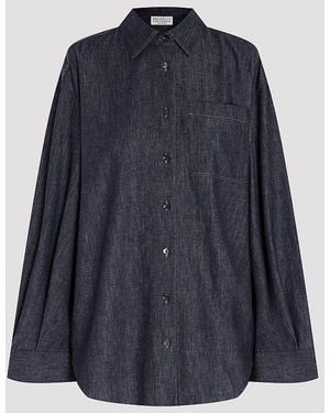 Brunello Cucinelli Dark Cotton Oversized Shirt - Blue