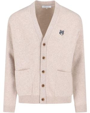 Maison Kitsuné Fox Head Cardigan - Natural