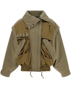 Balmain Utility Bomber Jacket Cotton Polyamide Down Jacket, Parka, Casual - Green