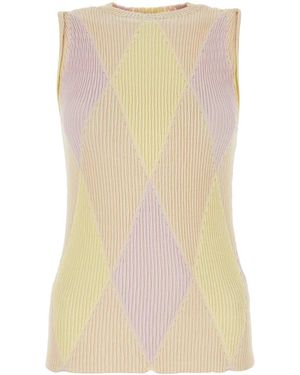 Burberry Burberry Argyle Jacquard Cotton-Silk Blend Sweater - Natural