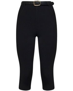 Self-Portrait Compact Knit Capri Leggings - Blue