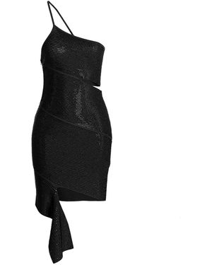 ANDREADAMO Sequin One Shoulder Dress Viscose Polyester - Black