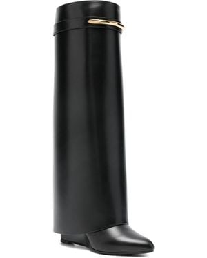 Givenchy Shark Leather Knee Boots - Black