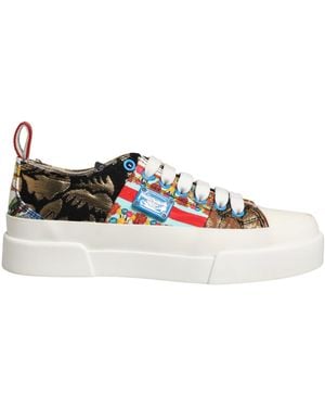 Dolce & Gabbana Patchwork Low Top Trainers Shoes - White