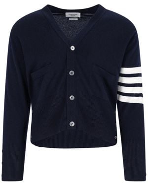 Thom Browne 4-Bar Crop Cardigan - Blue