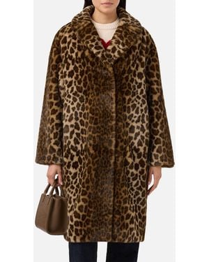 MC2 Saint Barth Rouge Faux-Fur Coat With Leopard Print - Brown