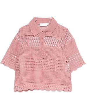 Zimmermann Wanderlust Crochet Cotton Top - Pink