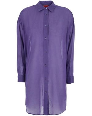 ..,merci Long Shirt C400Violet With Collar Viscose For And Blouses - Purple