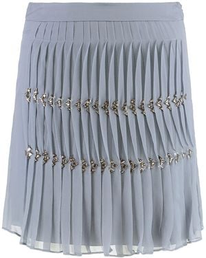 Alberta Ferretti Mini Skirt With Rhinestones - Gray