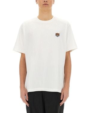 KENZO T-Shirt Con Patch Happy Tiger - White