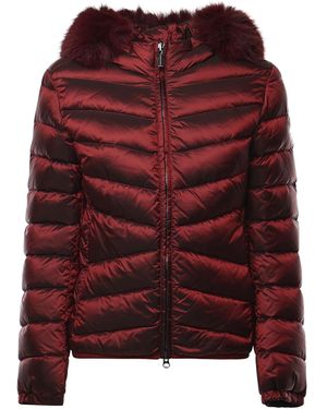 Colmar Quilted Down Jacket With Faux Fur - Red