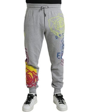 Dolce & Gabbana Cotton Graffiti Joggers Jogger Trousers - Grey