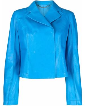 Ferragamo Notched-Lapel Long-Sleeve Jacket - Blue