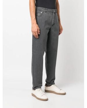 Brunello Cucinelli Charcoal Straight Leg Trousers - Grey