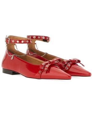 Ganni Jewel Ballerina Polyurethane (Bio-Based) Shoe - Red
