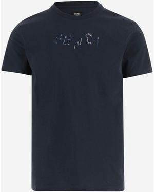Fendi Cotton T-Shirt T-Shirts - Blue