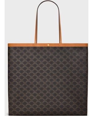 Celine Sac Cabas Large Flat Shopper Triomphe Canvas Miel Shoulder Bags - Black
