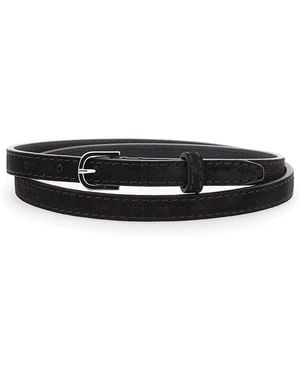 TOTEME Suede Belt With Logo Detail - Black