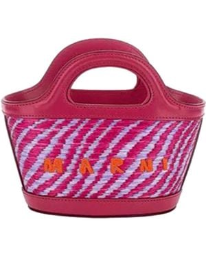 Marni Borsa Tropicalia Micro Rafia Cassis - Pink