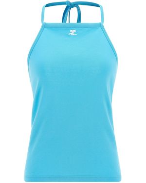 Courreges Logo Embroidery Tank Top - Blue