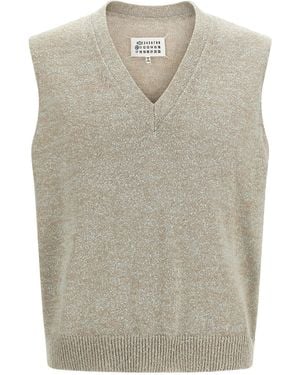 Maison Margiela Bouclé Knit Vest - Natural