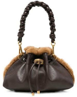 Jimmy Choo Cinch Shearling-Trimmed Leather Cross Body Bag - Black