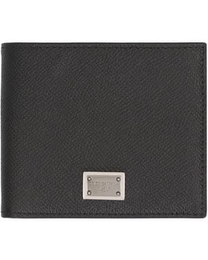 Dolce & Gabbana Wallet Flap-Over Calfskin Calf Leather & Cardholders - Black