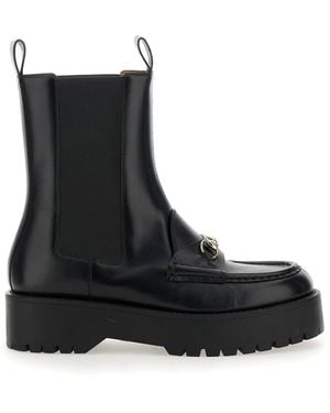Gucci Ankle Boots With Horsebit Calf - Black