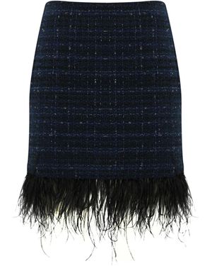 Twin Set Boucle Skirt With Feathers - Blue