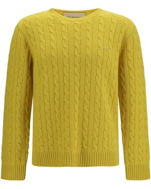 Valentino Vlogo Cable-Knit Cashmere Jumper Kashmir/Capra Hircus - Yellow
