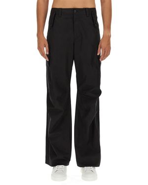 Dolce & Gabbana Wide Leg Cotton Trousers - Black