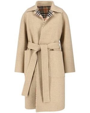 Burberry Reversible Wool Coat - Natural