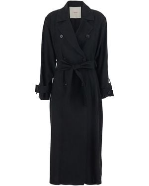 Jucca Double-Breasted Trench Coat With Waist Belt - Black