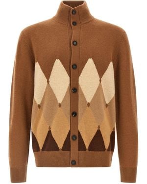 Ballantyne Cardigan Argyle - Brown